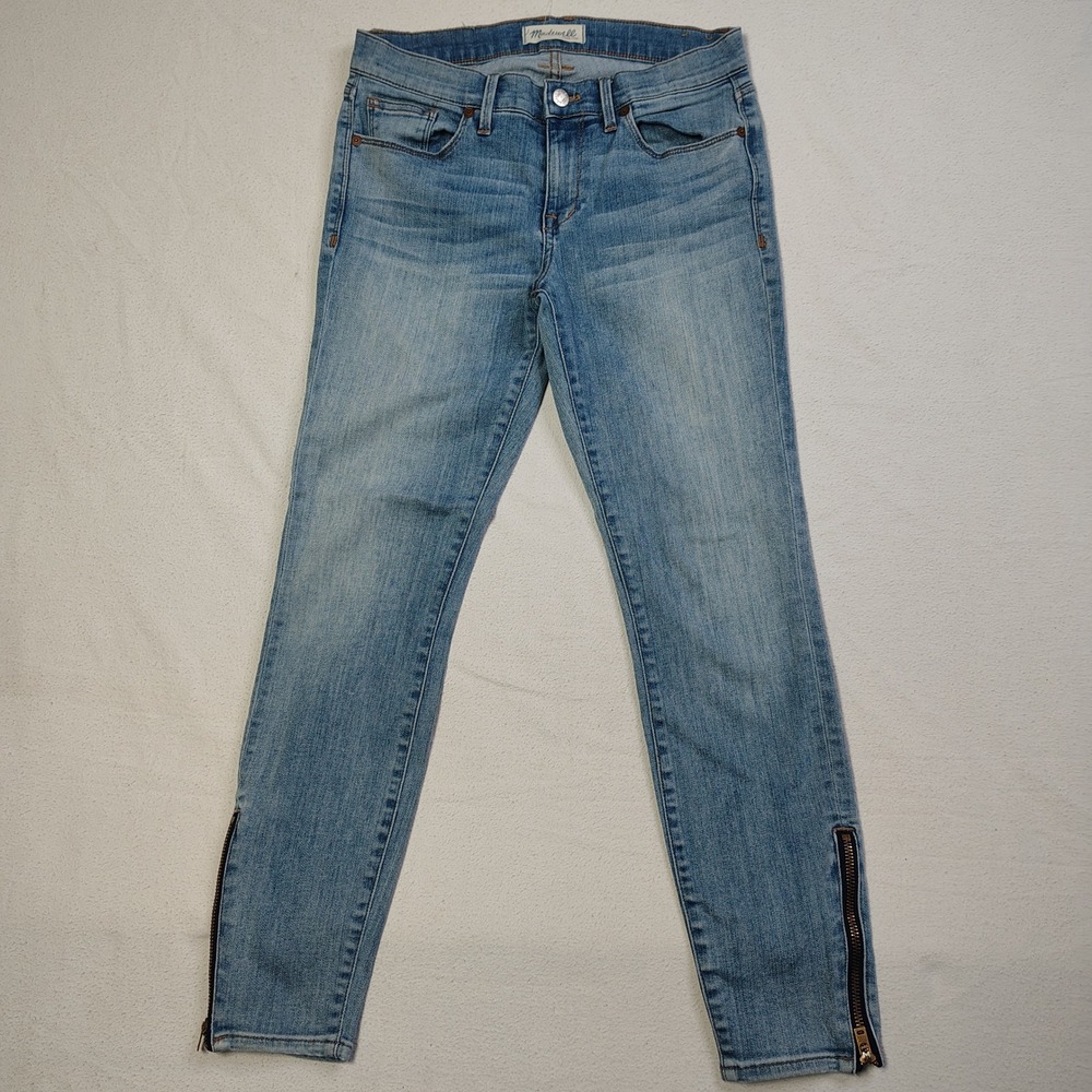 Madewell Skinny Skinny Jeans Women Size 27 Light Wash Blue Ankle Zip Denim